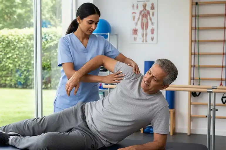 BPT students learning physiotherapy and rehabilitation techniques in Bangalore