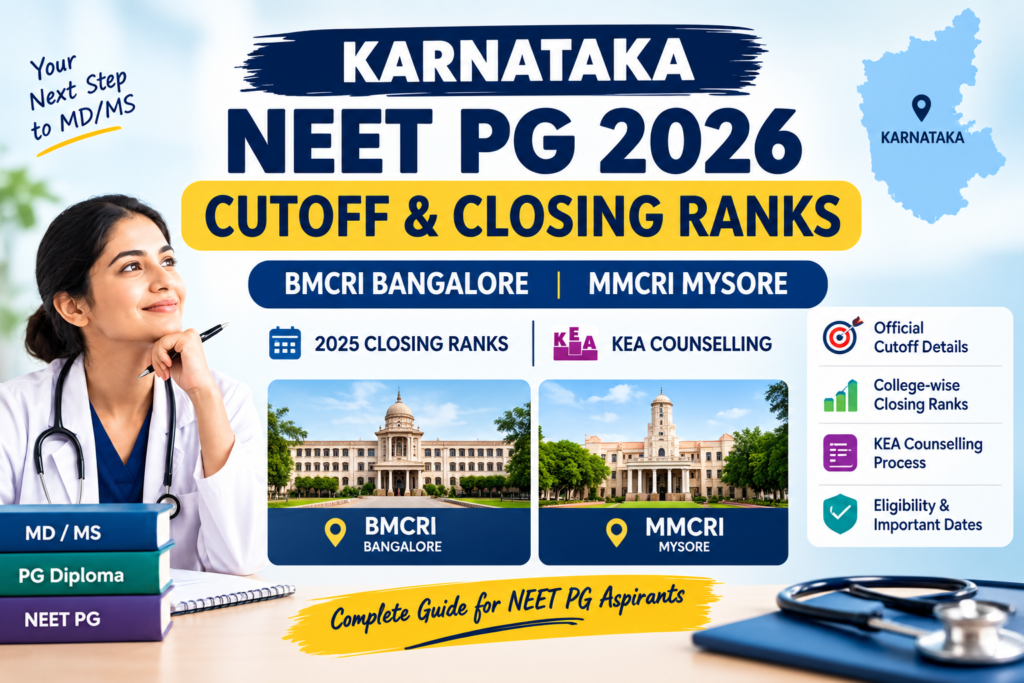 Karnataka NEET PG Cutoff 2026: BMCRI & MMCRI Closing Ranks